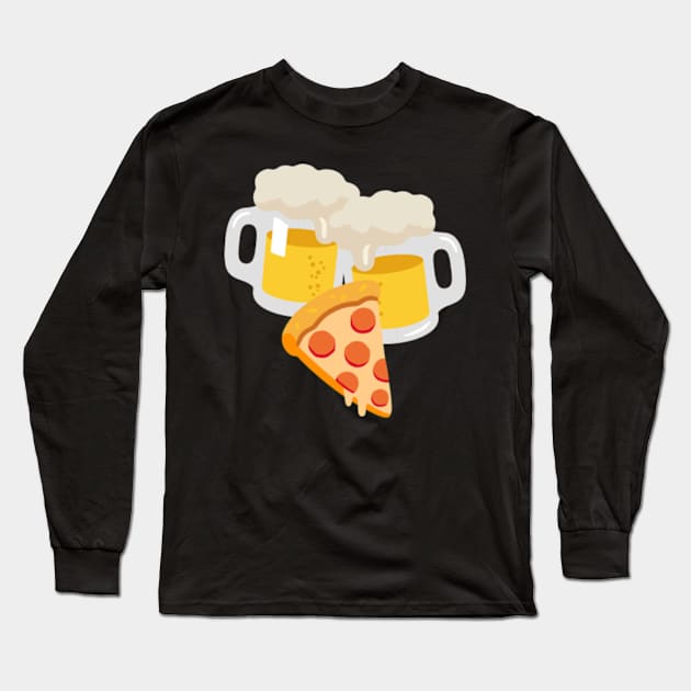 Beer and pizza Long Sleeve T-Shirt by SAN ART STUDIO 